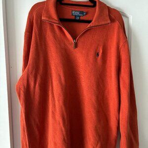 Men's Orange Polo Ralph Lauren XL Quarter-Zip Sweater